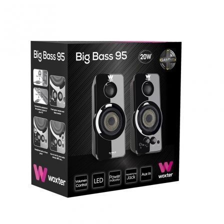 WOXTER Big Bass 95 Altavoces 2.0 20W Negro Piano